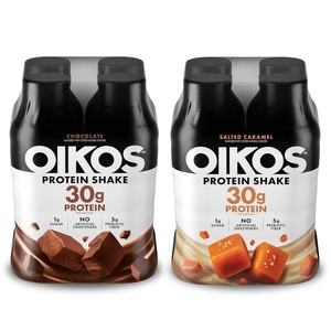 image:imageOikos 30g Protein Shake Strawberry Shelf Stable High Protein Drinks Ready to Drink 5g Prebiotic Fiber 12 fl oz Bottle 12 CountChocolate  Salted Caramel