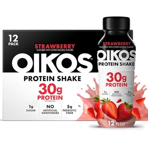 image:imageOikos 30g Protein Shake Strawberry Shelf Stable High Protein Drinks Ready to Drink 5g Prebiotic Fiber 12 fl oz Bottle 12 CountStrawberry