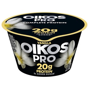 image:imageOikos Pro Vanilla YogurtCultured UltraFiltered Milk Product 20 Grams of Protein 0g Added Sugar Just Delicious High Protein Snacks 53 OZ Cup53 Ounce Pack of 1
